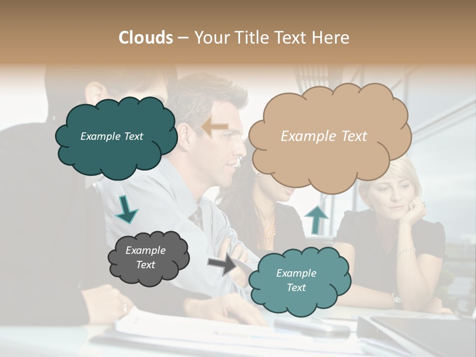 Business Table Businesswoman PowerPoint Template