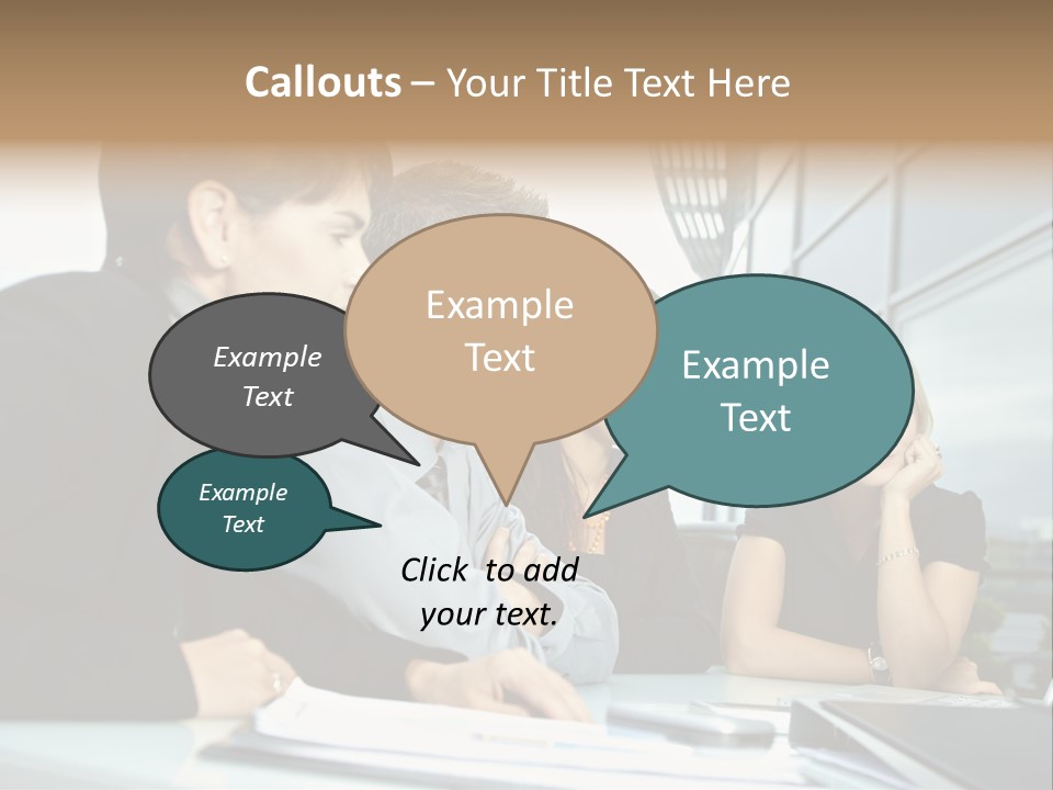 Business Table Businesswoman PowerPoint Template