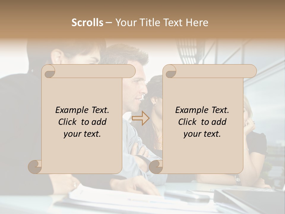 Business Table Businesswoman PowerPoint Template