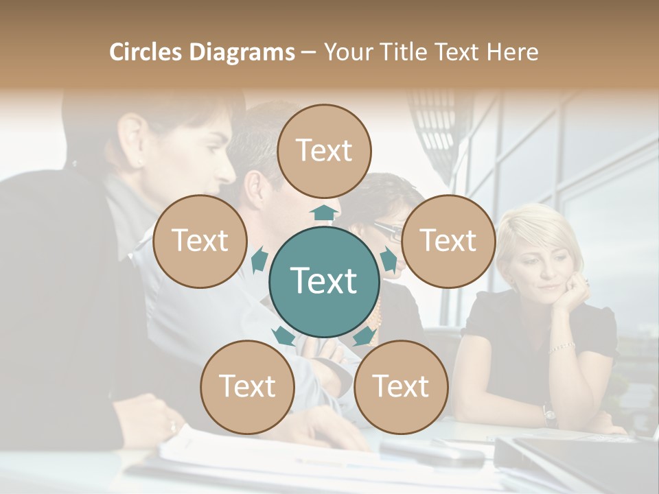 Business Table Businesswoman PowerPoint Template