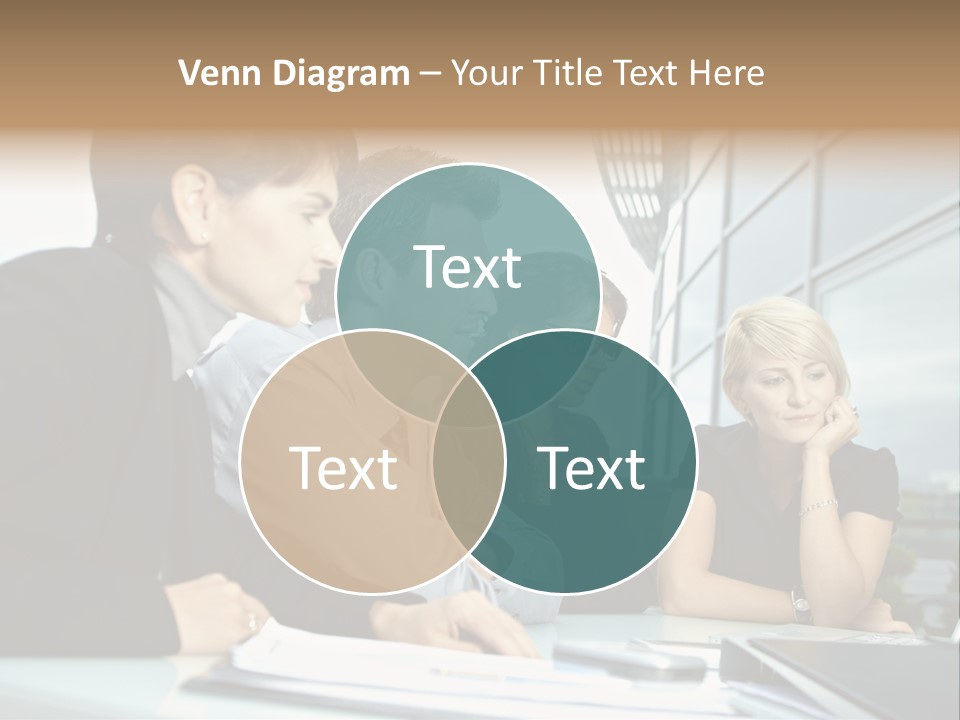 Business Table Businesswoman PowerPoint Template