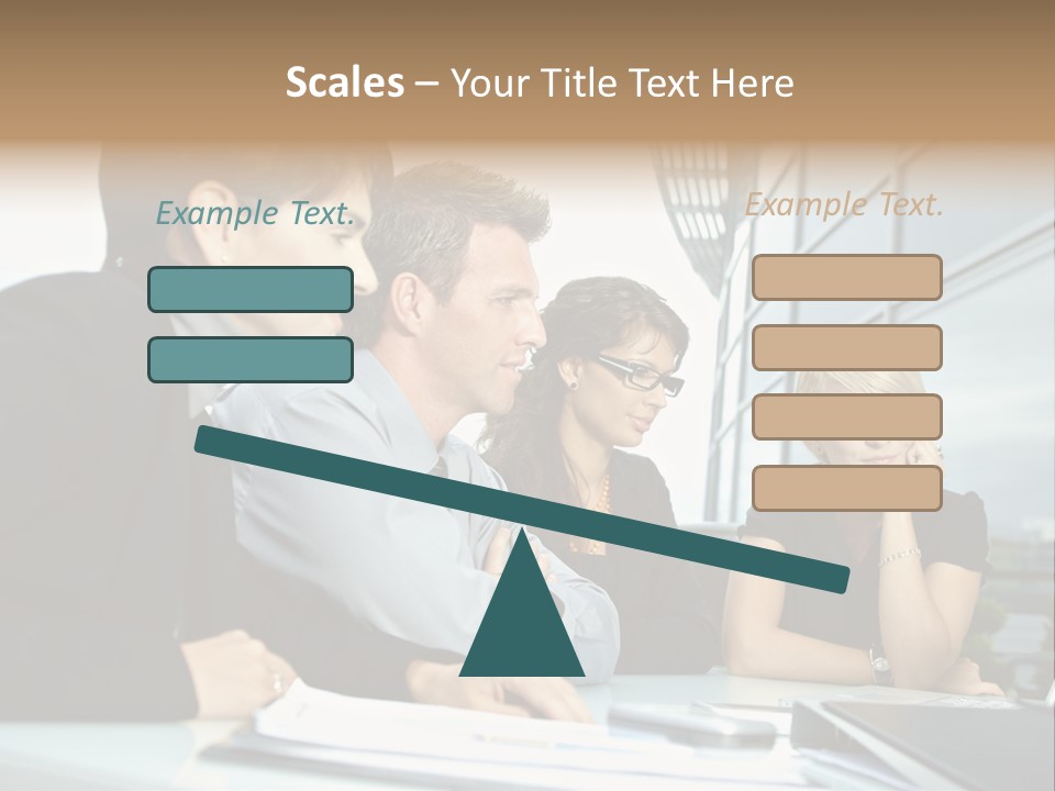 Business Table Businesswoman PowerPoint Template