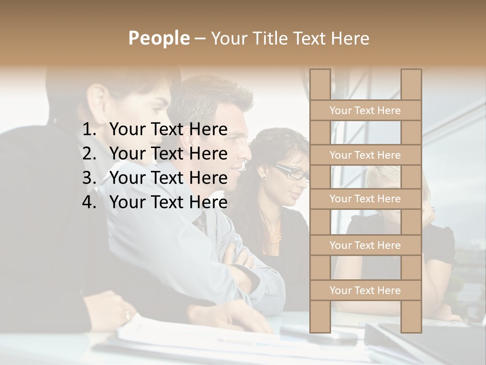Business Table Businesswoman PowerPoint Template