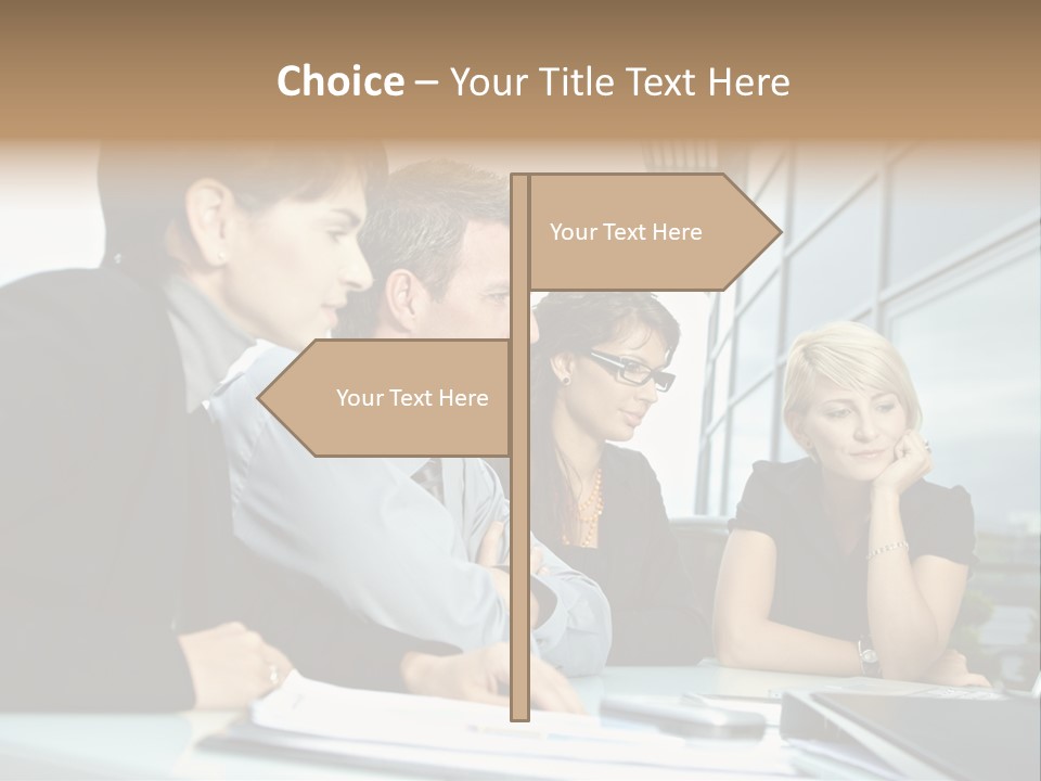 Business Table Businesswoman PowerPoint Template