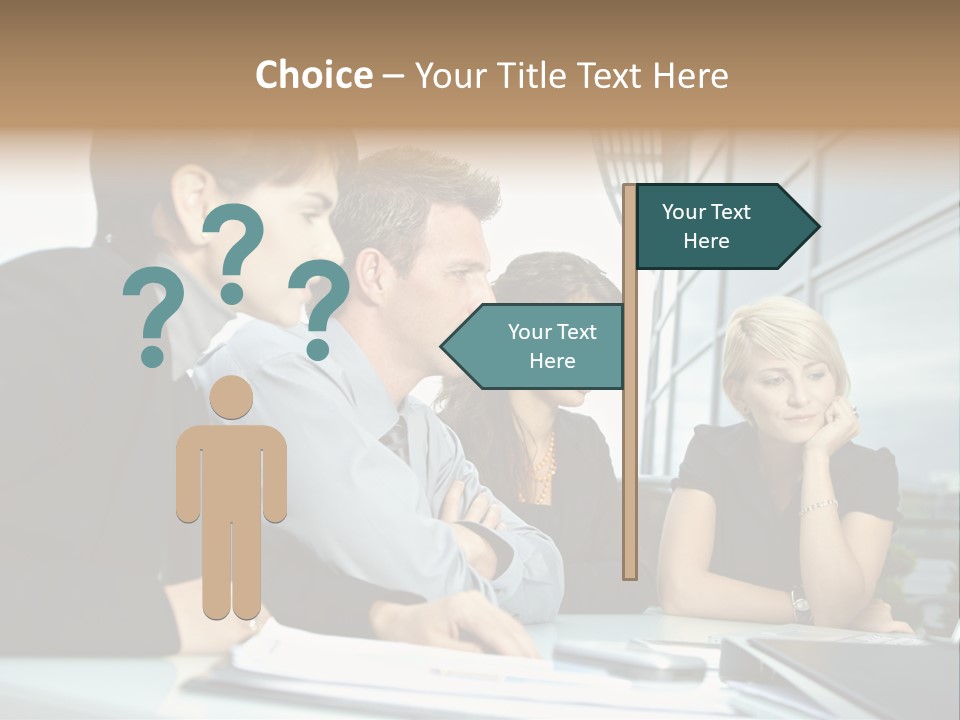 Business Table Businesswoman PowerPoint Template