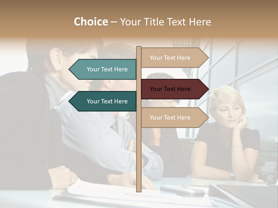 Business Table Businesswoman PowerPoint Template
