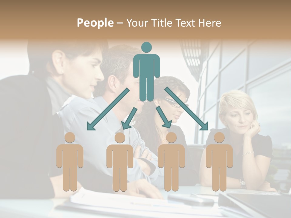 Business Table Businesswoman PowerPoint Template