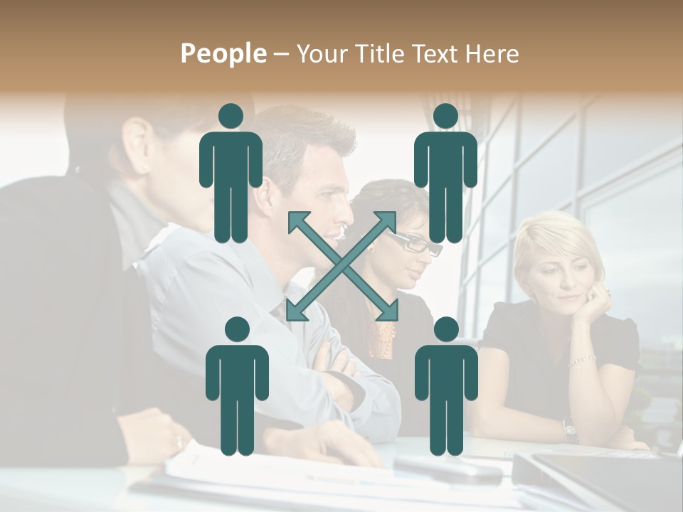 Business Table Businesswoman PowerPoint Template