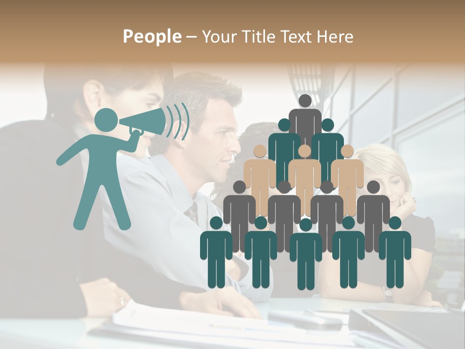 Business Table Businesswoman PowerPoint Template