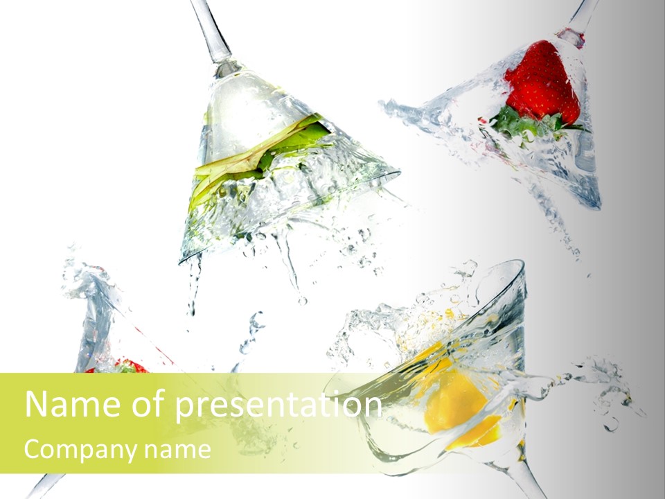 A Group Of Glasses Filled With Water And Fruit PowerPoint Template