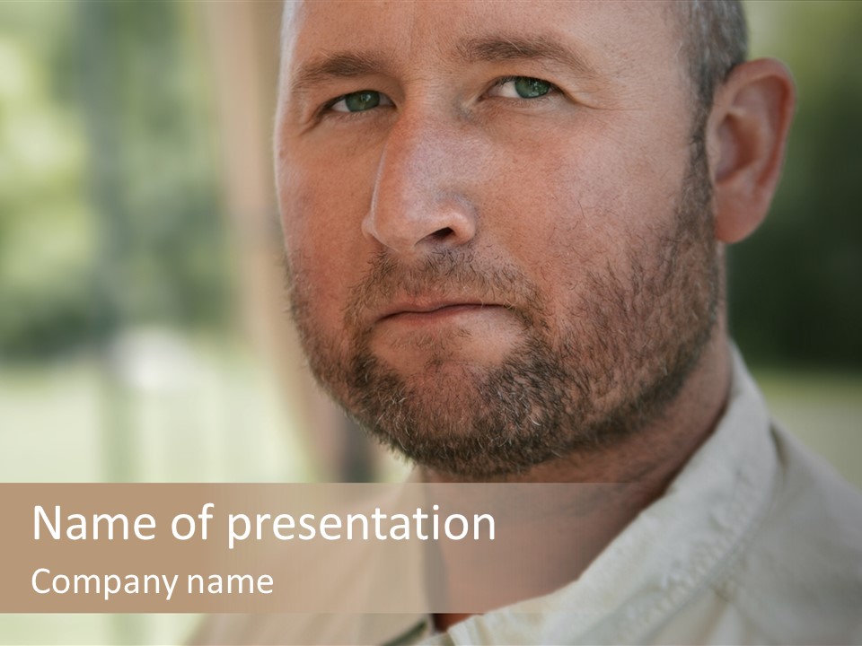 Years Man Green Eyes PowerPoint Template