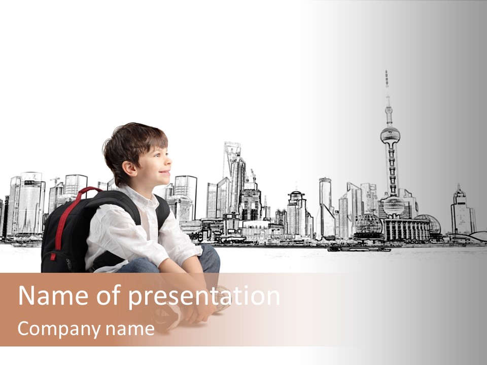 Shanghai Boy Backpack PowerPoint Template