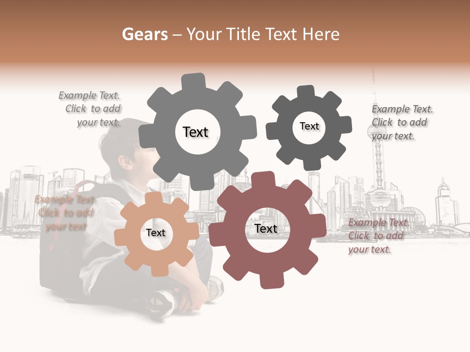 Shanghai Boy Backpack PowerPoint Template