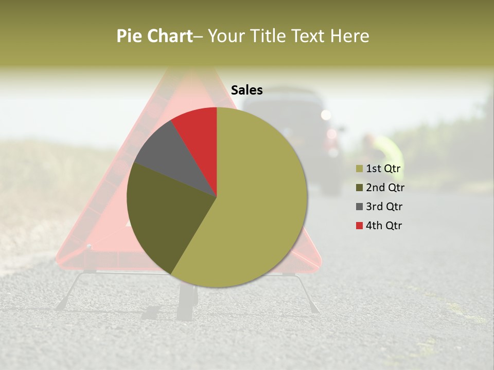 A Red Triangle Sign Sitting On The Side Of A Road PowerPoint Template