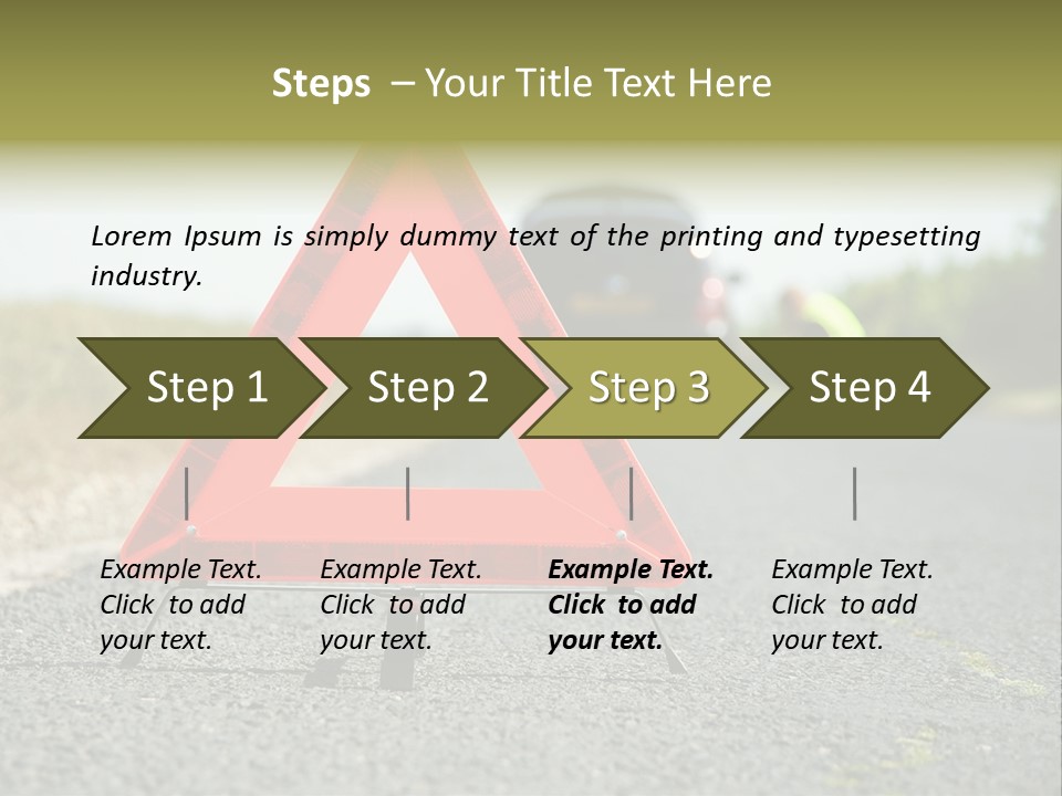 A Red Triangle Sign Sitting On The Side Of A Road PowerPoint Template
