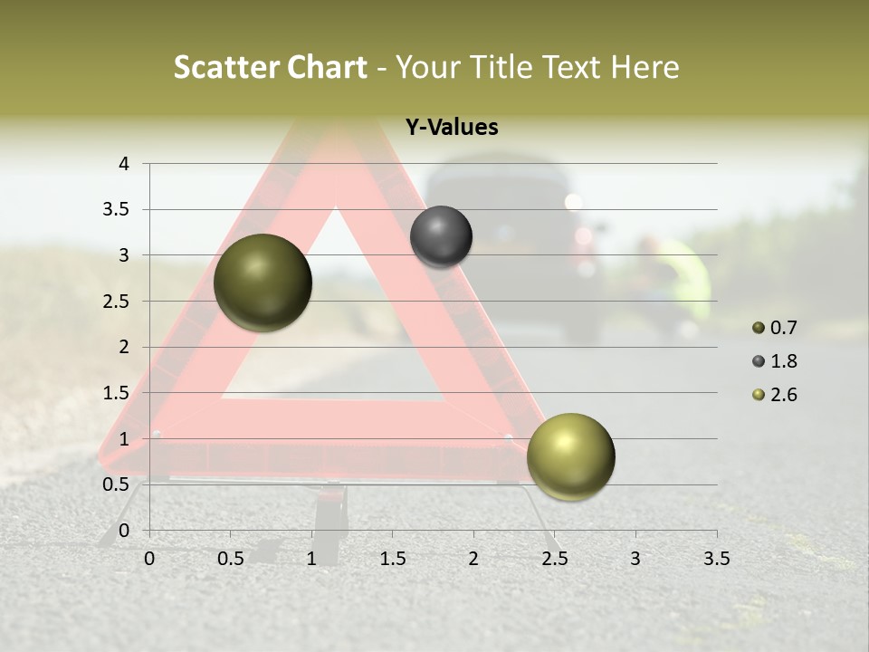 A Red Triangle Sign Sitting On The Side Of A Road PowerPoint Template