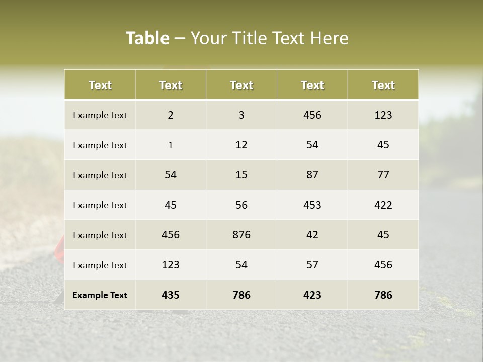 A Red Triangle Sign Sitting On The Side Of A Road PowerPoint Template