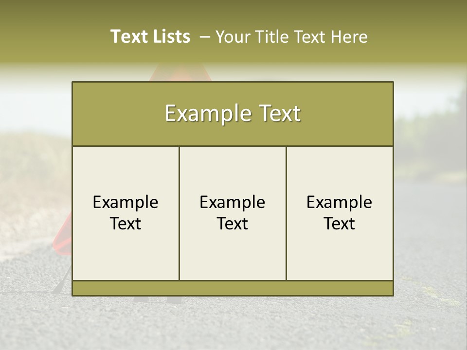 A Red Triangle Sign Sitting On The Side Of A Road PowerPoint Template