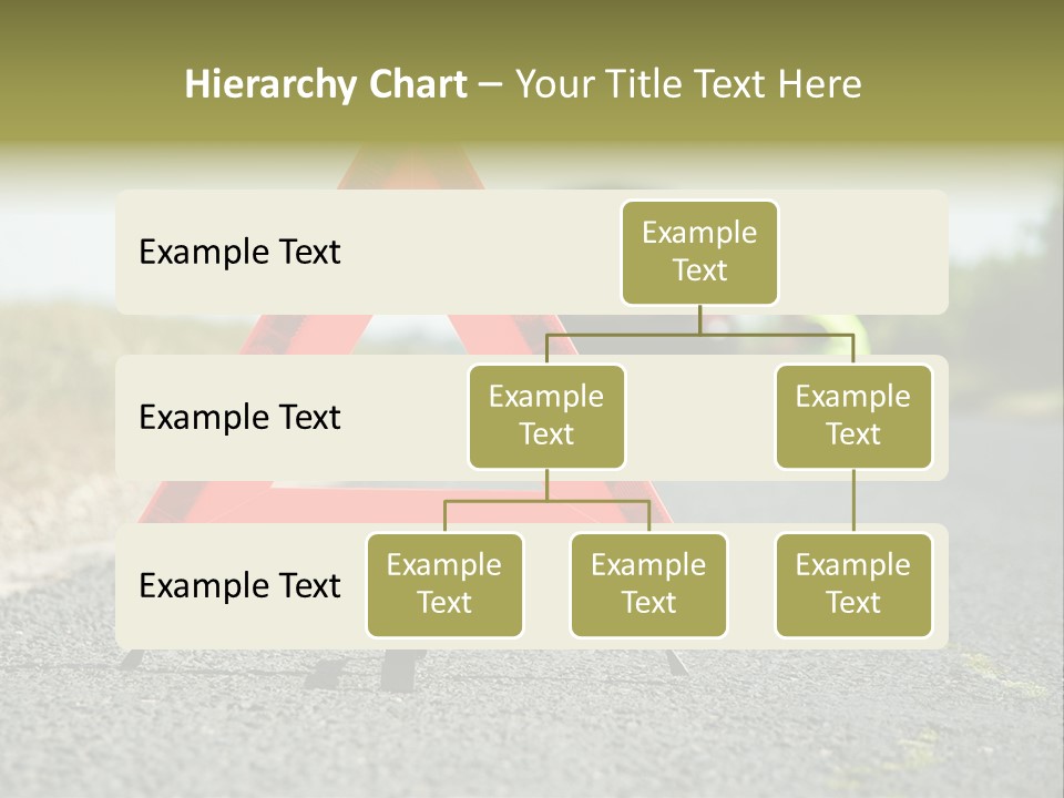 A Red Triangle Sign Sitting On The Side Of A Road PowerPoint Template