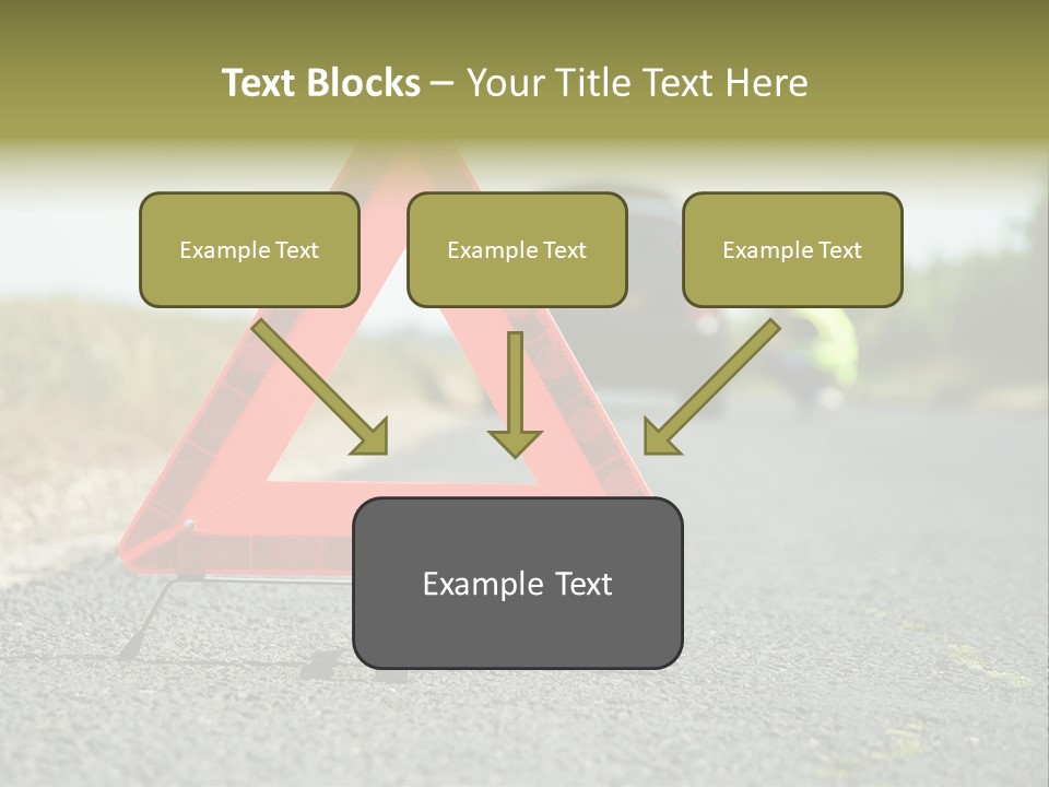 A Red Triangle Sign Sitting On The Side Of A Road PowerPoint Template