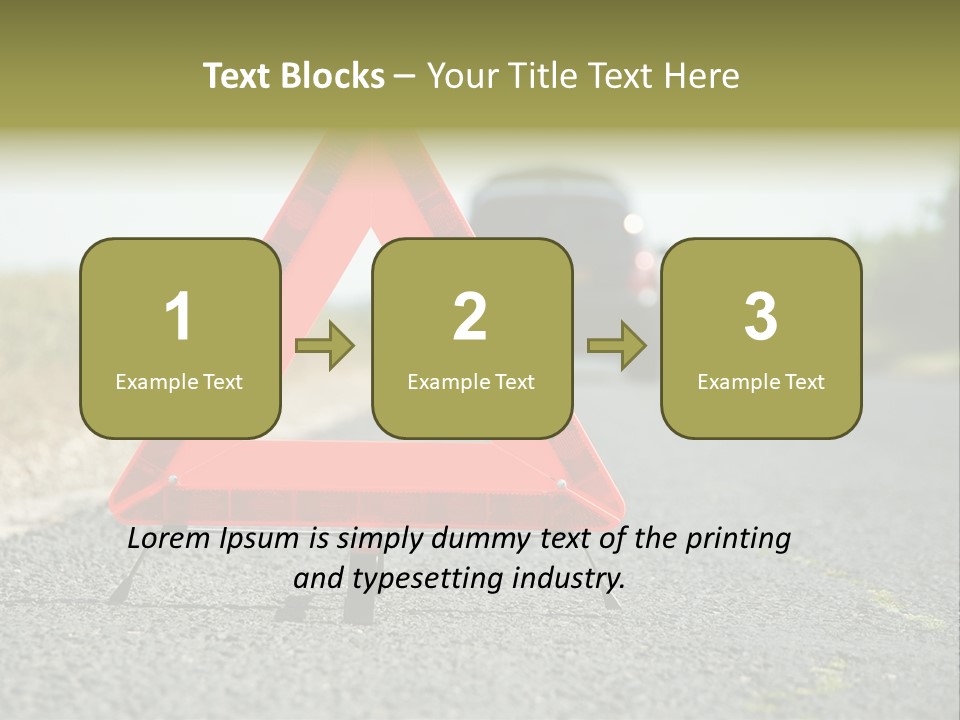 A Red Triangle Sign Sitting On The Side Of A Road PowerPoint Template