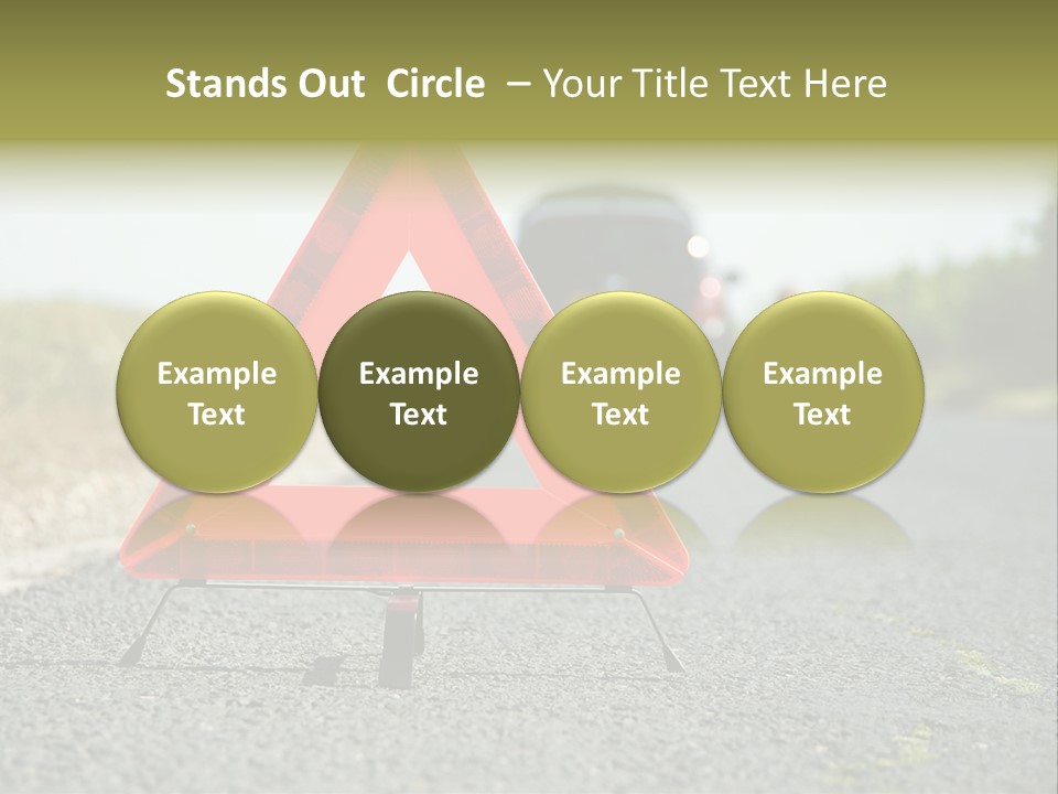A Red Triangle Sign Sitting On The Side Of A Road PowerPoint Template