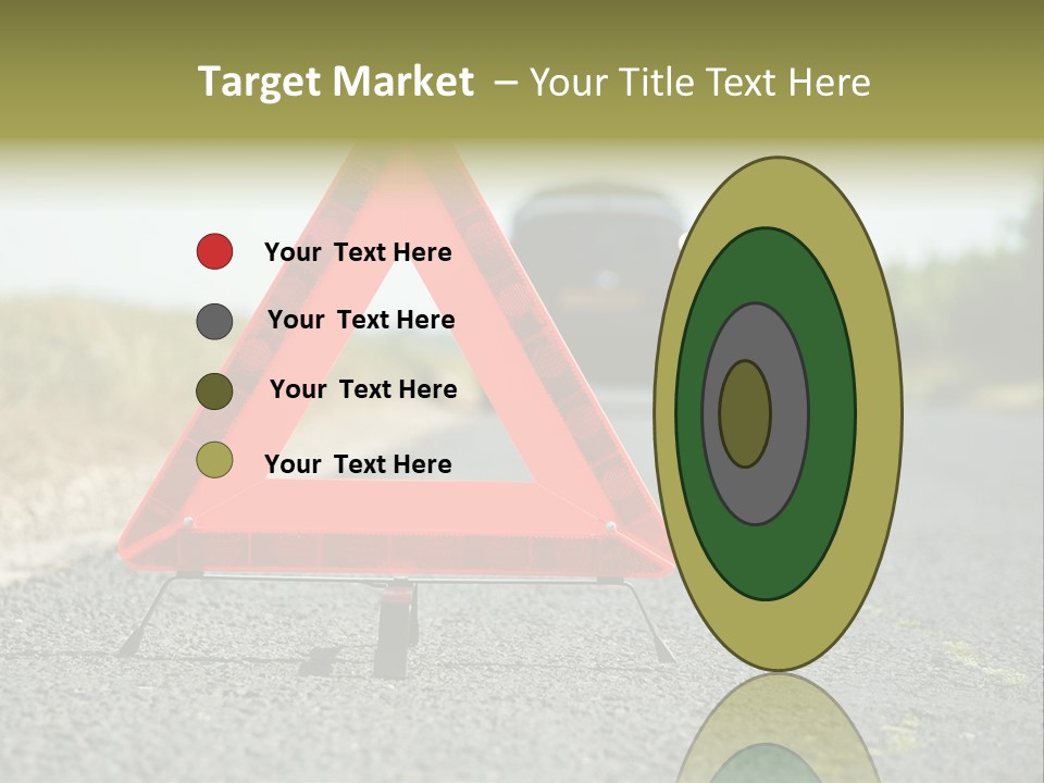 A Red Triangle Sign Sitting On The Side Of A Road PowerPoint Template