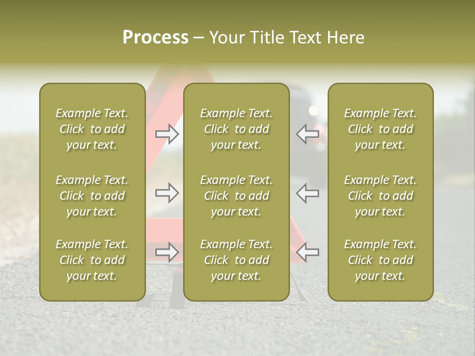 A Red Triangle Sign Sitting On The Side Of A Road PowerPoint Template