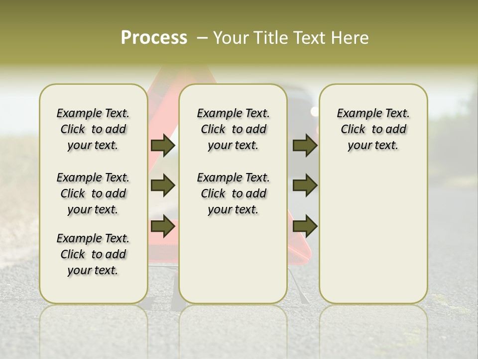 A Red Triangle Sign Sitting On The Side Of A Road PowerPoint Template