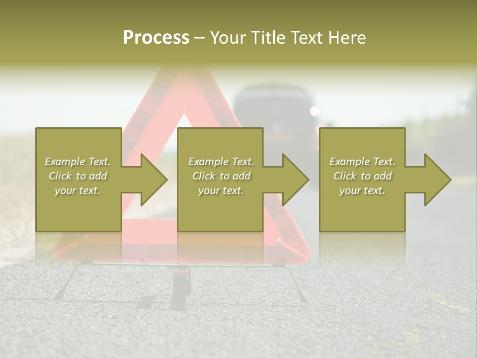 A Red Triangle Sign Sitting On The Side Of A Road PowerPoint Template