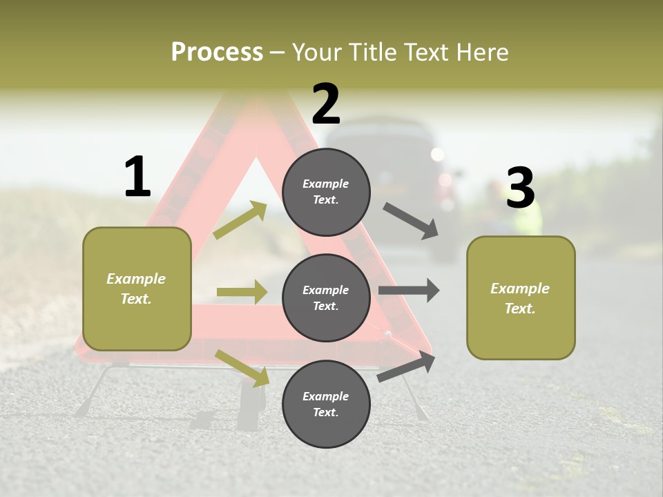 A Red Triangle Sign Sitting On The Side Of A Road PowerPoint Template