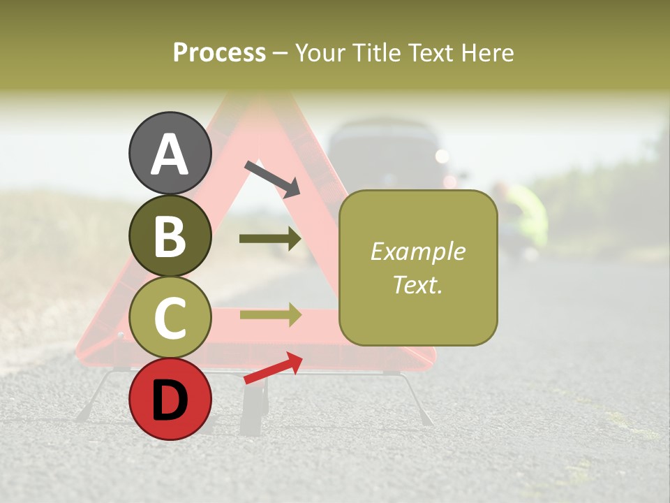 A Red Triangle Sign Sitting On The Side Of A Road PowerPoint Template