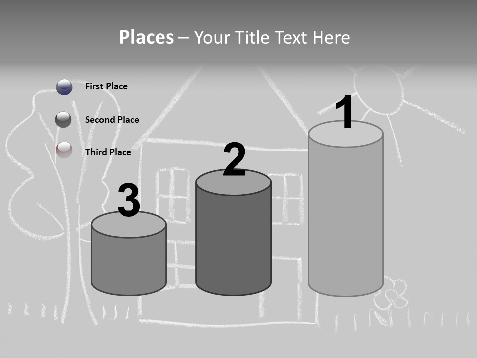 A Chalk Drawing Of A House On A Blackboard PowerPoint Template
