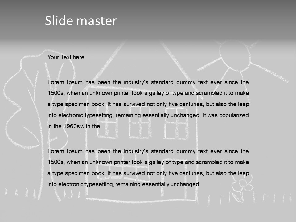 A Chalk Drawing Of A House On A Blackboard PowerPoint Template