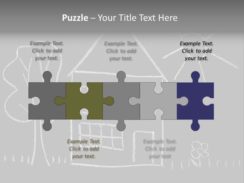 A Chalk Drawing Of A House On A Blackboard PowerPoint Template