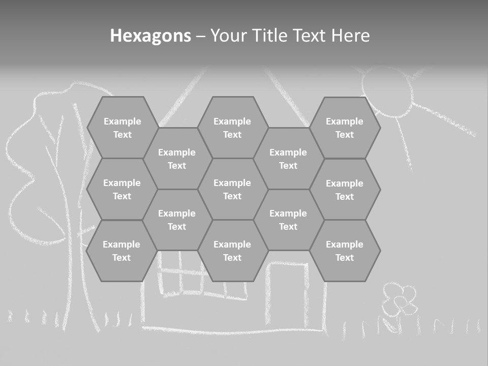 A Chalk Drawing Of A House On A Blackboard PowerPoint Template