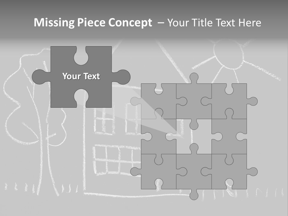 A Chalk Drawing Of A House On A Blackboard PowerPoint Template