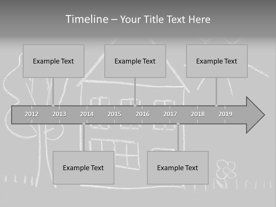 A Chalk Drawing Of A House On A Blackboard PowerPoint Template