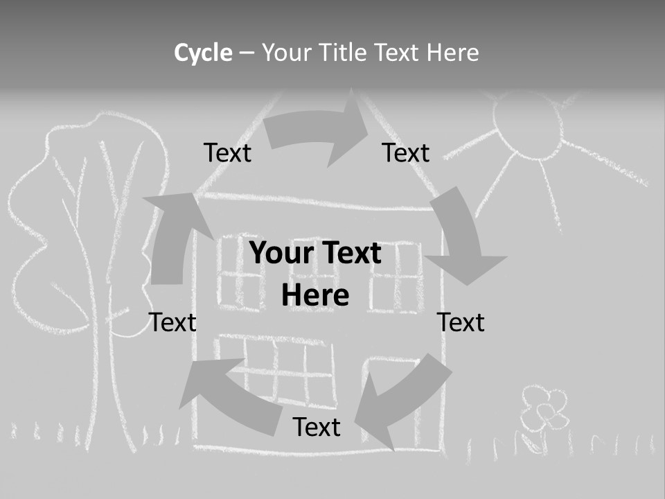 A Chalk Drawing Of A House On A Blackboard PowerPoint Template
