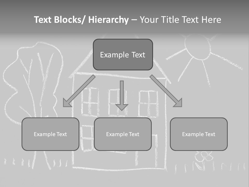 A Chalk Drawing Of A House On A Blackboard PowerPoint Template