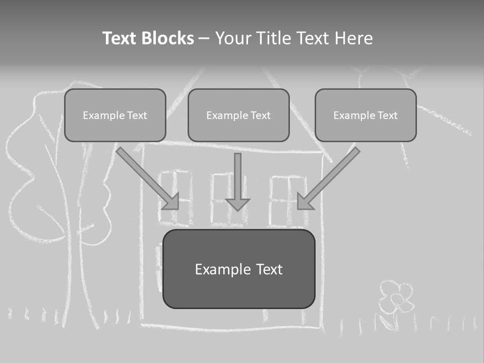 A Chalk Drawing Of A House On A Blackboard PowerPoint Template