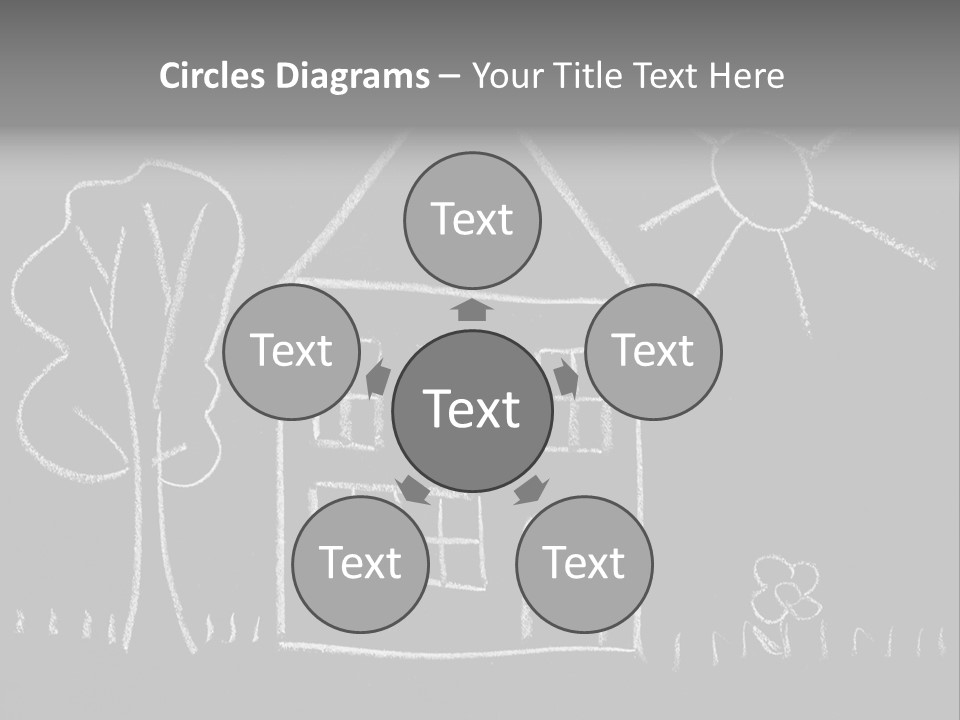 A Chalk Drawing Of A House On A Blackboard PowerPoint Template