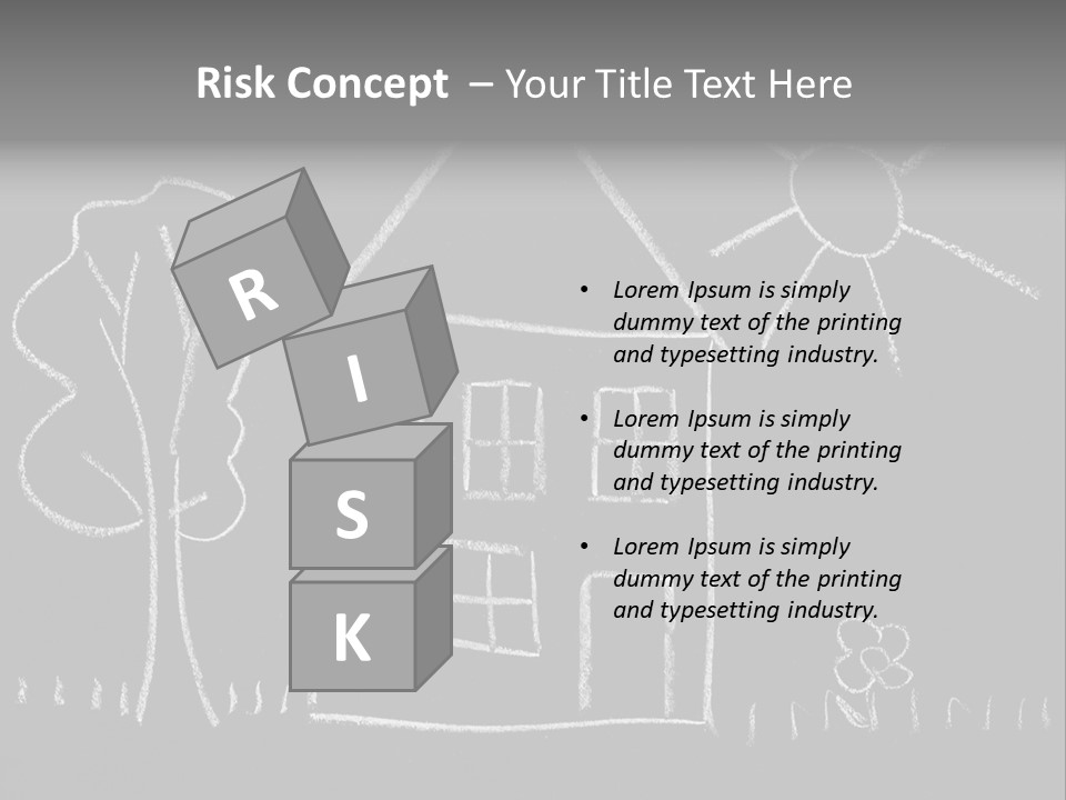 A Chalk Drawing Of A House On A Blackboard PowerPoint Template
