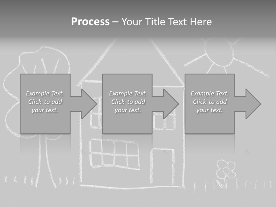 A Chalk Drawing Of A House On A Blackboard PowerPoint Template