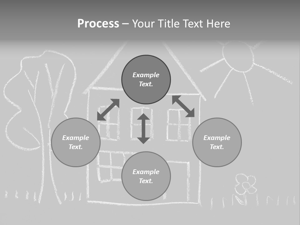 A Chalk Drawing Of A House On A Blackboard PowerPoint Template