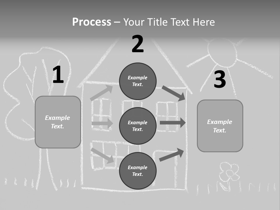 A Chalk Drawing Of A House On A Blackboard PowerPoint Template