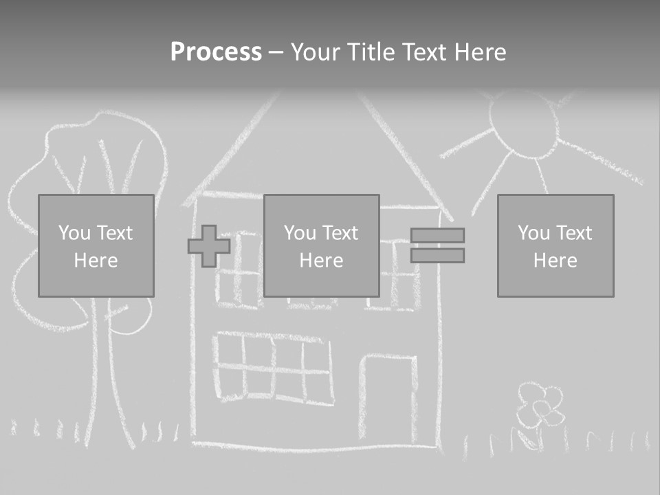 A Chalk Drawing Of A House On A Blackboard PowerPoint Template