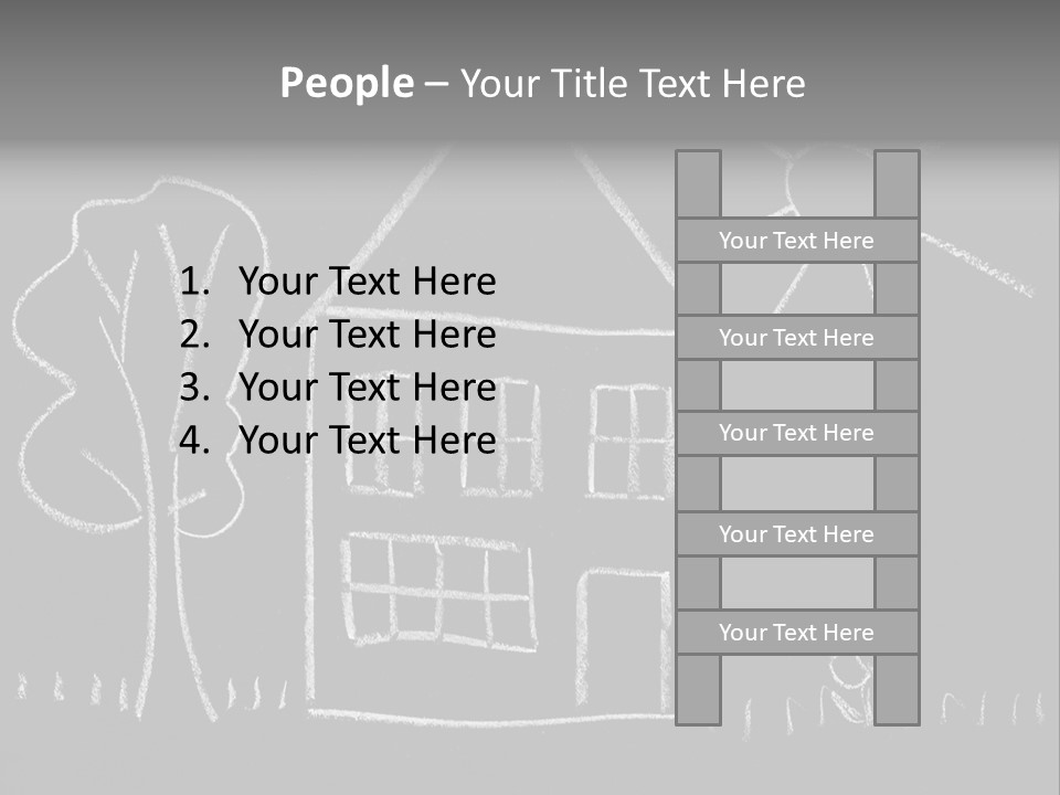 A Chalk Drawing Of A House On A Blackboard PowerPoint Template