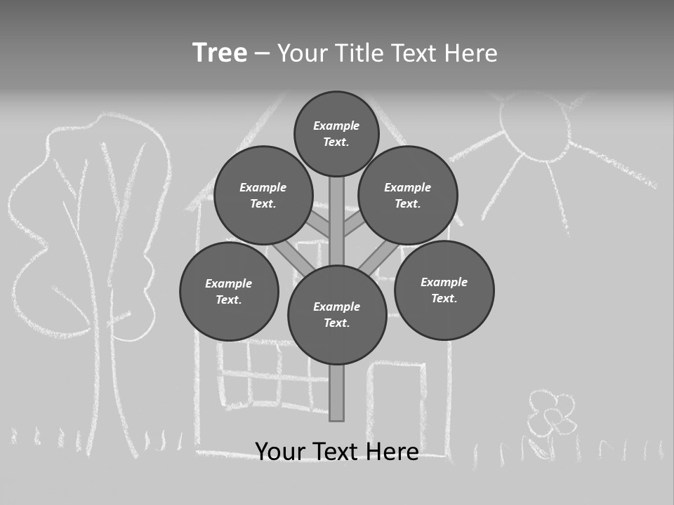 A Chalk Drawing Of A House On A Blackboard PowerPoint Template