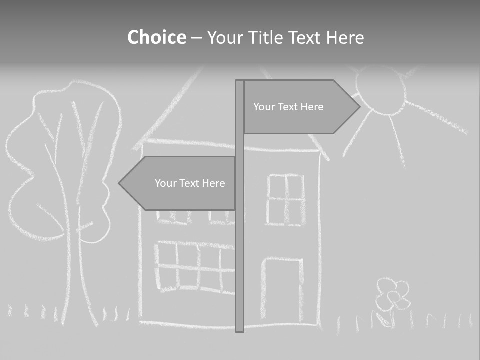 A Chalk Drawing Of A House On A Blackboard PowerPoint Template